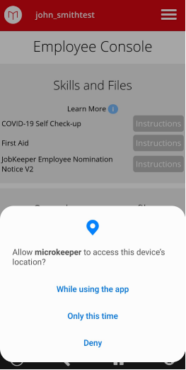 android first time setup allow location