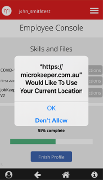 ios allow microkeeper to use current location