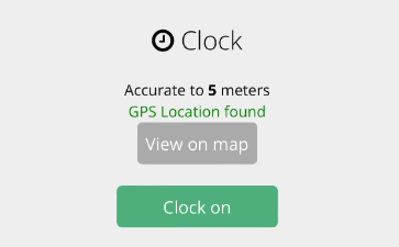 image of clock function successfully finding a GPS location within 500 metres