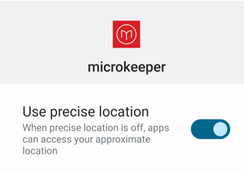 image of enabling use precise location on android settings for microkeeper app