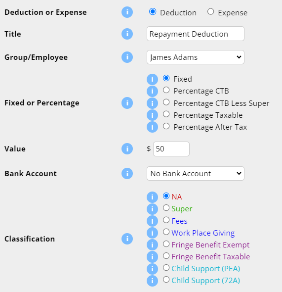 A picture of the configured rule