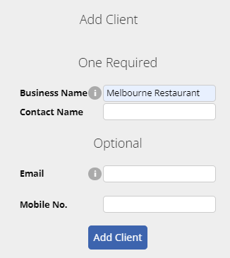 Add a new client form