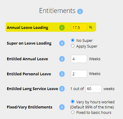 highlighted leave loading config in employees profile