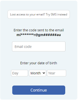 an image of entering the email code and date of birth for resetting password