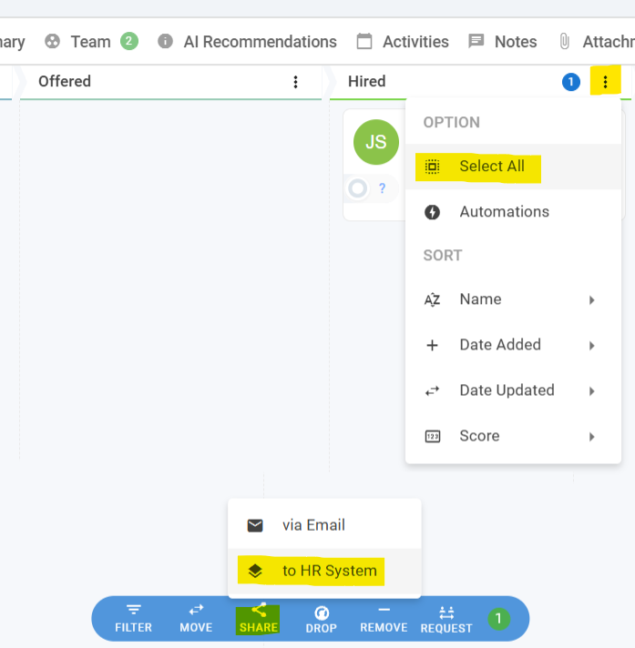 Share multiple candidate from Manatal to Microkeeper in one hit