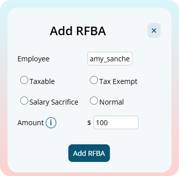 Add RFBA modal screen