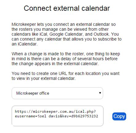 Get External Calendar URL