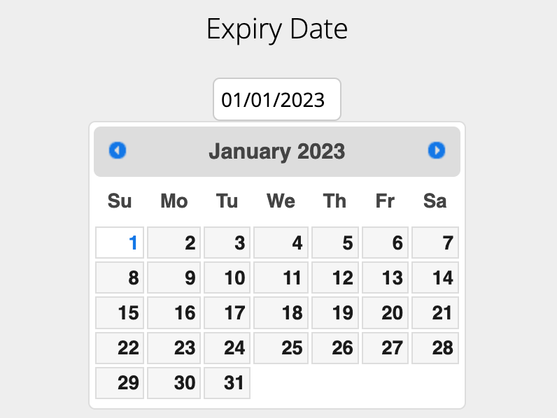 Image of the Expiry Date options