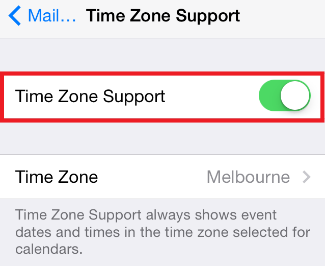 iPhone timezone on