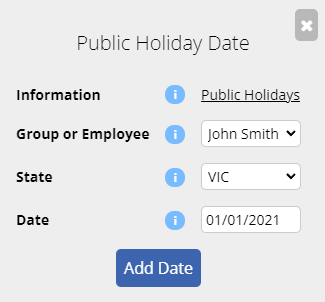 Public Holiday Date customisation