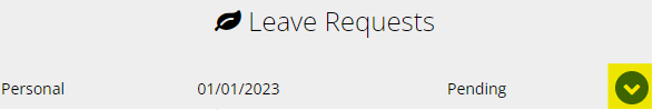 Highlighted expand arrow for leave form information