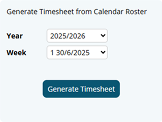 Generate timesheet from roster