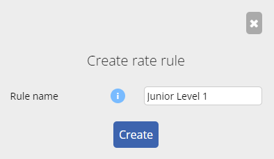 image of the create rate rule window with the rate rule name "Junior Level 1"