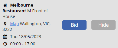 Image of auctioned shift with bidding